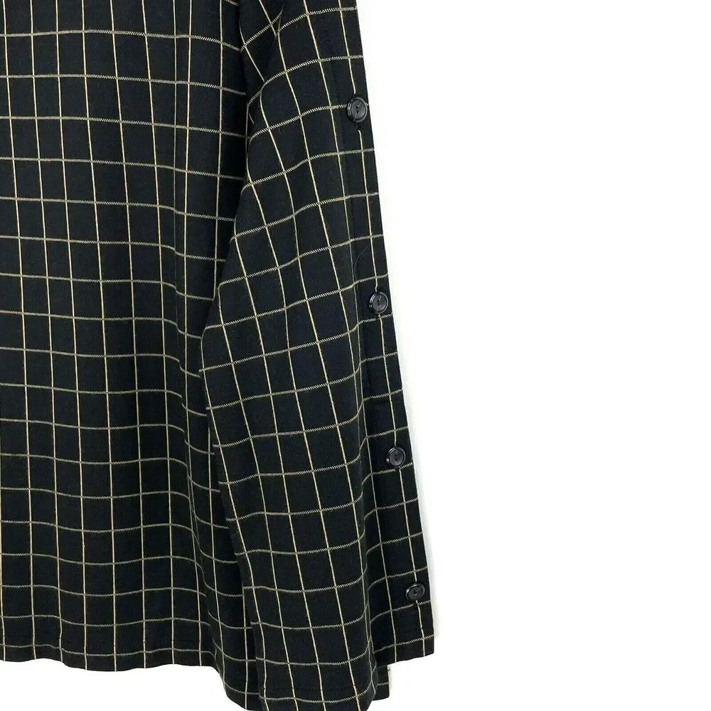J Jill Top Size LP Large Petite Boat Neck Windowpane Ponte Knit Tunic Black Tan - Picture 3 of 6